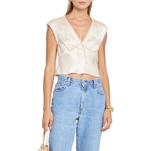KOURT Arida Silk Top, Delicate Lace Cream, Size 8